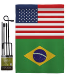 Brazil US Friendship - Nationality Flags of the World Vertical Impressions Decorative Flags HG140320 Made In USA