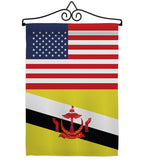 Brunei US Friendship - Nationality Flags of the World Vertical Impressions Decorative Flags HG140322 Made In USA