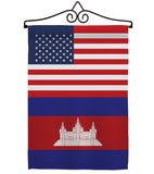 Cambodia US Friendship - Nationality Flags of the World Vertical Impressions Decorative Flags HG140327 Made In USA