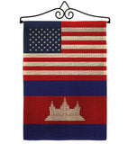 Cambodia US Friendship - Nationality Flags of the World Vertical Impressions Decorative Flags HG140327 Made In USA
