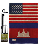 Cambodia US Friendship - Nationality Flags of the World Vertical Impressions Decorative Flags HG140327 Made In USA