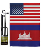 Cambodia US Friendship - Nationality Flags of the World Vertical Impressions Decorative Flags HG140327 Made In USA