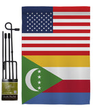 Comoros US Friendship - Nationality Flags of the World Vertical Impressions Decorative Flags HG140340 Made In USA