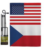 Czech Republic US Friendship - Nationality Flags of the World Vertical Impressions Decorative Flags HG140357 Made In USA