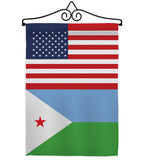 Djibouti US Friendship - Nationality Flags of the World Vertical Impressions Decorative Flags HG140359 Made In USA