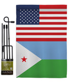 Djibouti US Friendship - Nationality Flags of the World Vertical Impressions Decorative Flags HG140359 Made In USA
