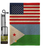 Djibouti US Friendship - Nationality Flags of the World Vertical Impressions Decorative Flags HG140359 Made In USA