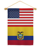 Ecuador US Friendship - Nationality Flags of the World Vertical Impressions Decorative Flags HG140365 Made In USA