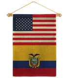 Ecuador US Friendship - Nationality Flags of the World Vertical Impressions Decorative Flags HG140365 Made In USA