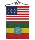 Ethiopia US Friendship - Nationality Flags of the World Vertical Impressions Decorative Flags HG140372 Made In USA
