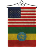 Ethiopia US Friendship - Nationality Flags of the World Vertical Impressions Decorative Flags HG140372 Made In USA