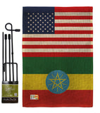 Ethiopia US Friendship - Nationality Flags of the World Vertical Impressions Decorative Flags HG140372 Made In USA