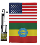 Ethiopia US Friendship - Nationality Flags of the World Vertical Impressions Decorative Flags HG140372 Made In USA