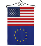 European US Friendship - Nationality Flags of the World Vertical Impressions Decorative Flags HG140373 Made In USA