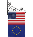 European US Friendship - Nationality Flags of the World Vertical Impressions Decorative Flags HG140373 Made In USA