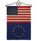 European US Friendship - Nationality Flags of the World Vertical Impressions Decorative Flags HG140373 Made In USA