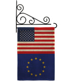 European US Friendship - Nationality Flags of the World Vertical Impressions Decorative Flags HG140373 Made In USA