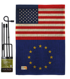 European US Friendship - Nationality Flags of the World Vertical Impressions Decorative Flags HG140373 Made In USA