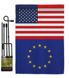 European US Friendship - Nationality Flags of the World Vertical Impressions Decorative Flags HG140373 Made In USA
