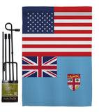 FIJI US Friendship - Nationality Flags of the World Vertical Impressions Decorative Flags HG140377 Made In USA