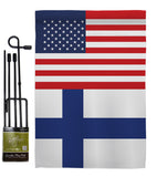 Finland US Friendship - Nationality Flags of the World Vertical Impressions Decorative Flags HG140378 Made In USA