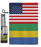 Gabon US Friendship - Nationality Flags of the World Vertical Impressions Decorative Flags HG140380 Made In USA
