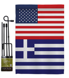 Greece US Friendship - Nationality Flags of the World Vertical Impressions Decorative Flags HG140387 Made In USA