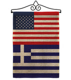 Greece US Friendship - Nationality Flags of the World Vertical Impressions Decorative Flags HG140387 Made In USA