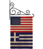 Greece US Friendship - Nationality Flags of the World Vertical Impressions Decorative Flags HG140387 Made In USA