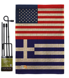 Greece US Friendship - Nationality Flags of the World Vertical Impressions Decorative Flags HG140387 Made In USA