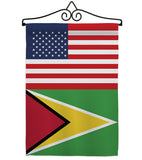 Guyana US Friendship - Nationality Flags of the World Vertical Impressions Decorative Flags HG140395 Made In USA