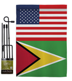 Guyana US Friendship - Nationality Flags of the World Vertical Impressions Decorative Flags HG140395 Made In USA