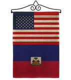 Haiti US Friendship - Nationality Flags of the World Vertical Impressions Decorative Flags HG140396 Made In USA