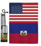 Haiti US Friendship - Nationality Flags of the World Vertical Impressions Decorative Flags HG140396 Made In USA