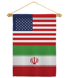 Iran US Friendship - Nationality Flags of the World Vertical Impressions Decorative Flags HG140403 Made In USA