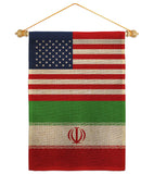Iran US Friendship - Nationality Flags of the World Vertical Impressions Decorative Flags HG140403 Made In USA