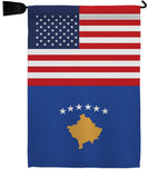 Kosovo US Friendship - Nationality Flags of the World Vertical Impressions Decorative Flags HG140421 Made In USA