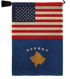 Kosovo US Friendship - Nationality Flags of the World Vertical Impressions Decorative Flags HG140421 Made In USA