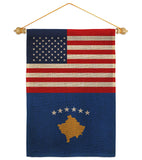 Kosovo US Friendship - Nationality Flags of the World Vertical Impressions Decorative Flags HG140421 Made In USA