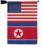 Korea North US Friendship - Nationality Flags of the World Vertical Impressions Decorative Flags HG140425 Made In USA