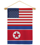 Korea North US Friendship - Nationality Flags of the World Vertical Impressions Decorative Flags HG140425 Made In USA