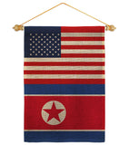 Korea North US Friendship - Nationality Flags of the World Vertical Impressions Decorative Flags HG140425 Made In USA