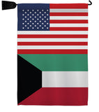 Kuwait US Friendship - Nationality Flags of the World Vertical Impressions Decorative Flags HG140427 Made In USA