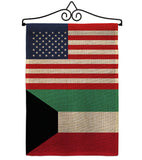 Kuwait US Friendship - Nationality Flags of the World Vertical Impressions Decorative Flags HG140427 Made In USA