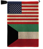 Kuwait US Friendship - Nationality Flags of the World Vertical Impressions Decorative Flags HG140427 Made In USA