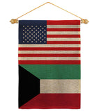 Kuwait US Friendship - Nationality Flags of the World Vertical Impressions Decorative Flags HG140427 Made In USA