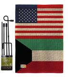 Kuwait US Friendship - Nationality Flags of the World Vertical Impressions Decorative Flags HG140427 Made In USA