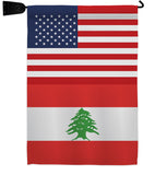 Lebanon US Friendship - Nationality Flags of the World Vertical Impressions Decorative Flags HG140431 Made In USA