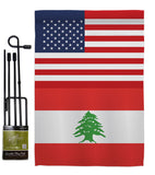 Lebanon US Friendship - Nationality Flags of the World Vertical Impressions Decorative Flags HG140431 Made In USA