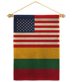 Lithuania US Friendship - Nationality Flags of the World Vertical Impressions Decorative Flags HG140436 Made In USA